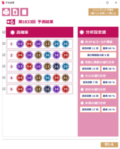 第1833回　2023/10/5(木)の結果