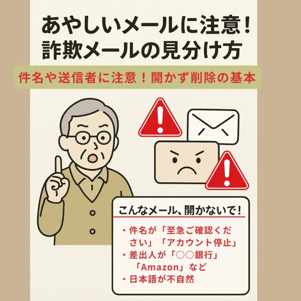 あやしいメールに注意！  詐欺メールの見分け方