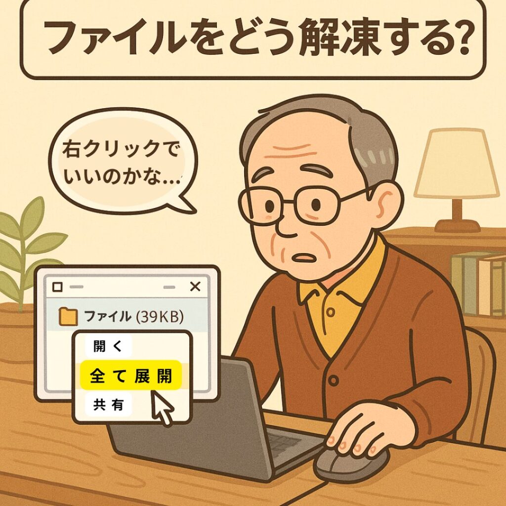 ダウンロードしたファイルの解凍方法