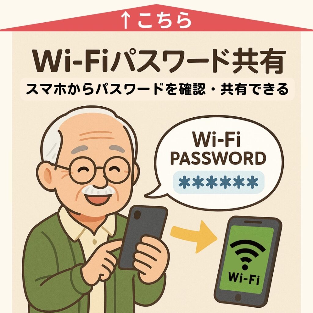 「Wi-Fiパスワード」の共有方法