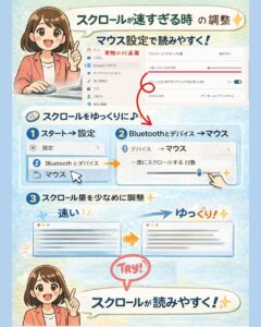 「スクロールが速すぎて読みづらい」という時に役立つ「マウス設定」の調整方法