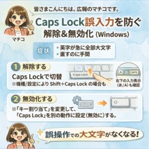 「Caps Lock」による誤入力を防ぐ方法