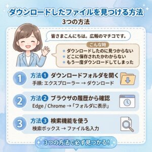 ダウンロードファイルを見つける3つの方法（前編）