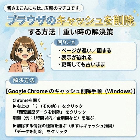 ブラウザが重い時の解決策「キャッシュ削除」の方法