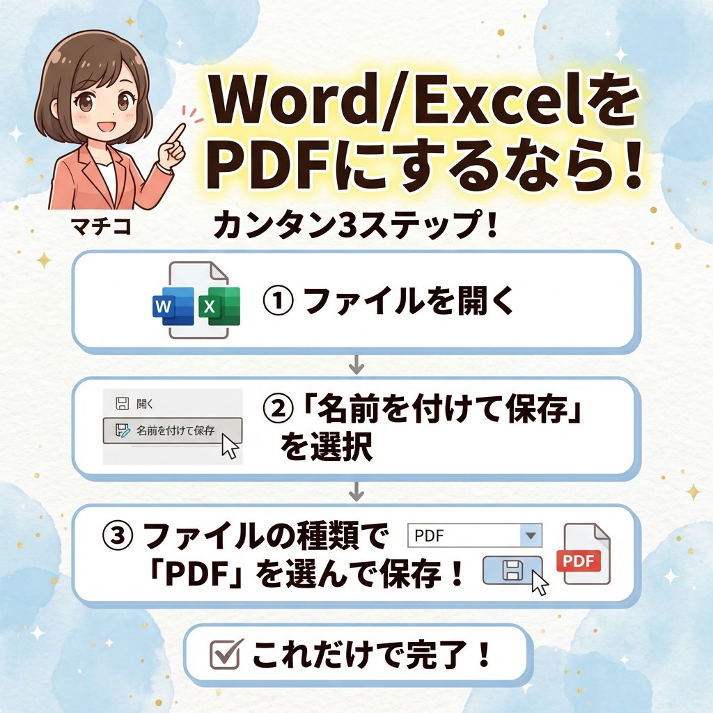 WordやExcelをPDFに変換する方法