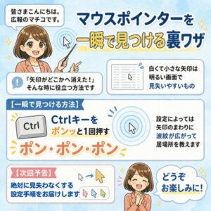 消えたマウスポインタを一瞬で見つける方法