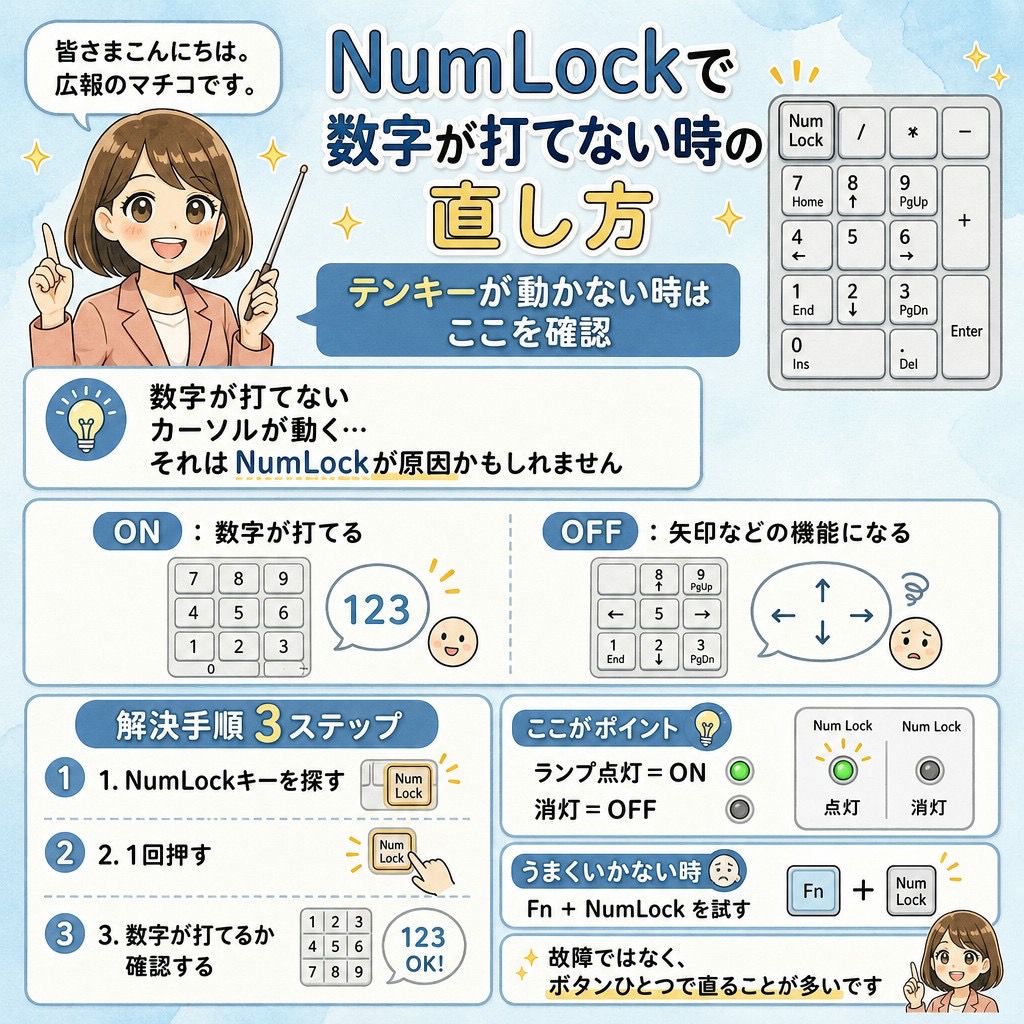 「NumLock」で数字が打てないときの直し方