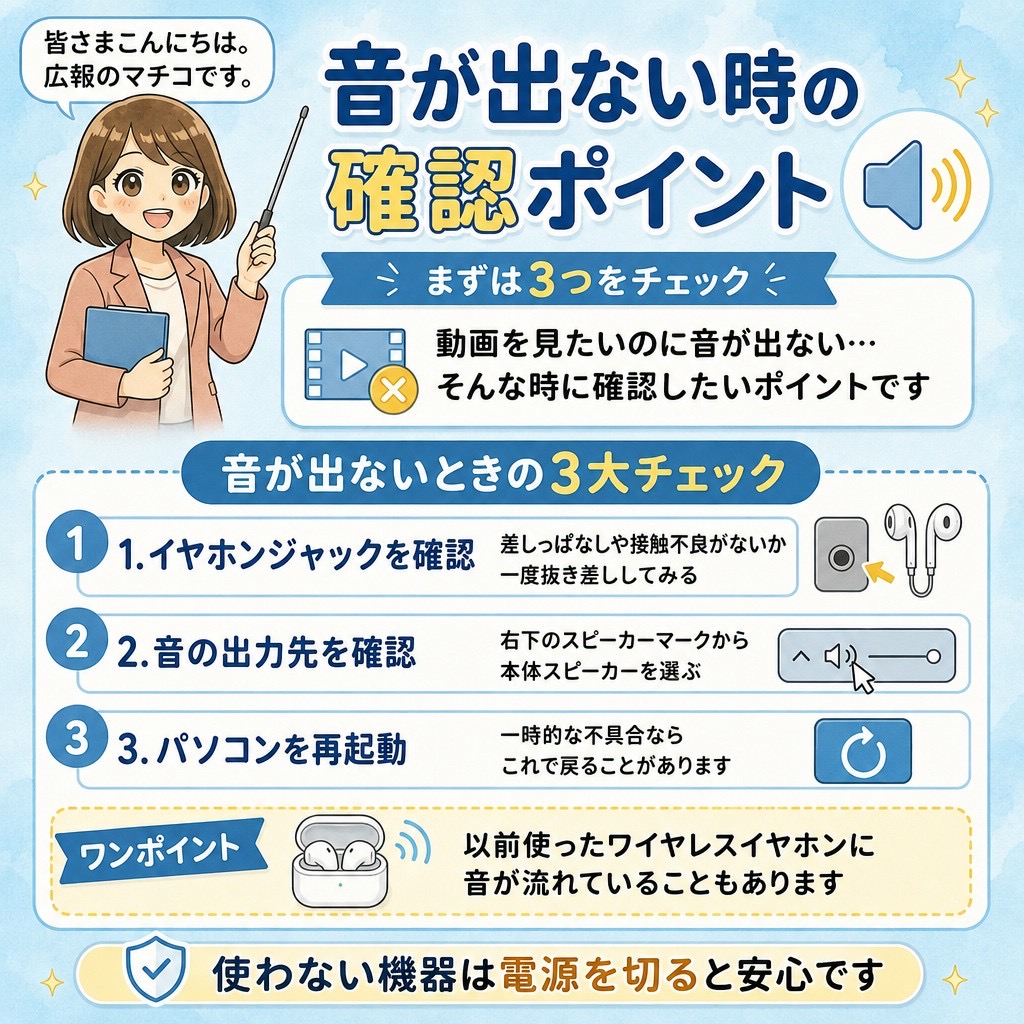 パソコンの音が出ないときの確認ポイント