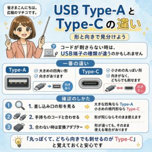 USB「Type-A」と「Type-C」の違いを見分ける方法