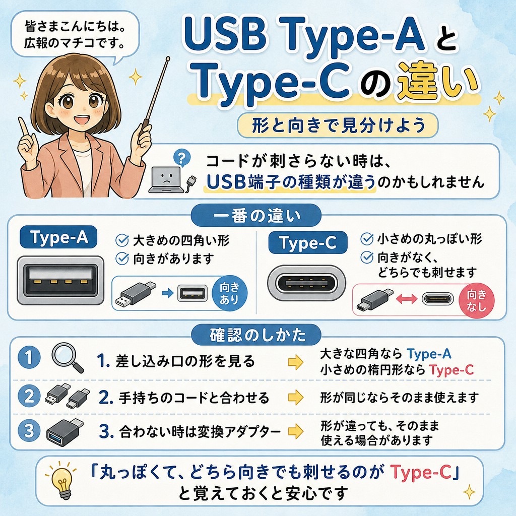 USB「Type-A」と「Type-C」の違いを見分ける方法