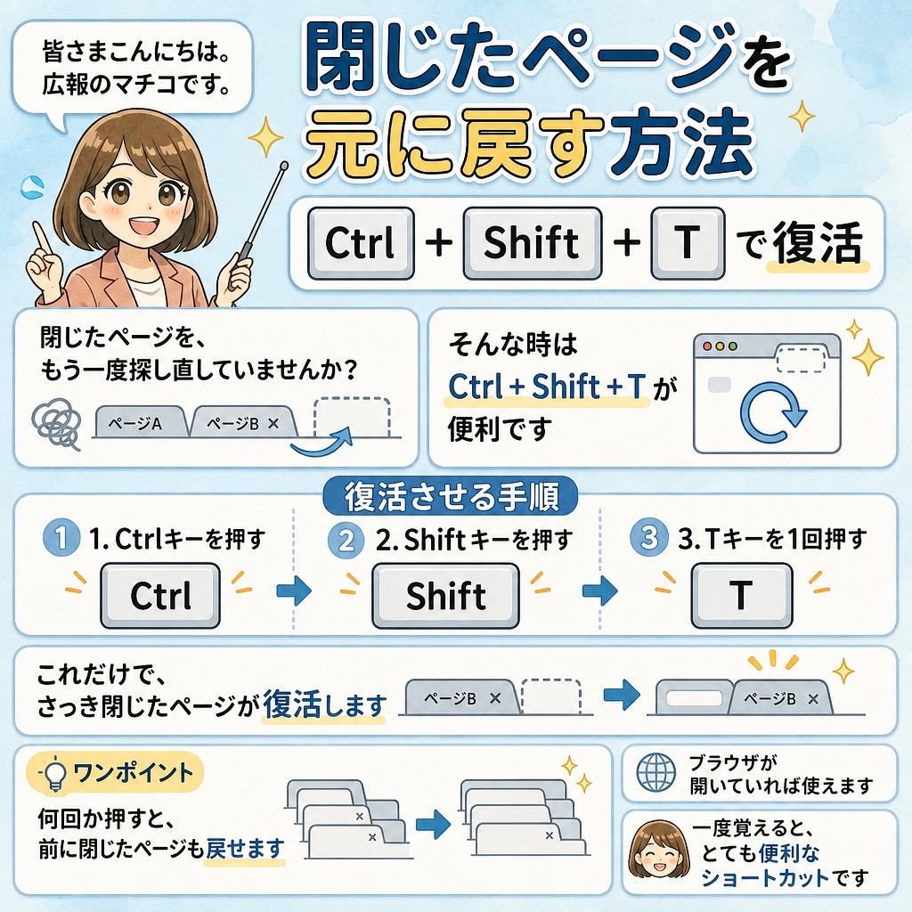 閉じたページを元に戻す方法