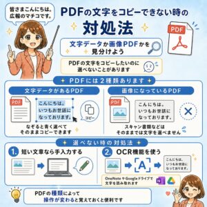 PDF内の文字をコピーできないときに対処方法