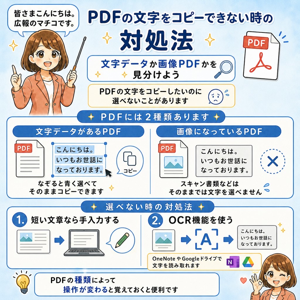 PDF内の文字をコピーできないときに対処方法