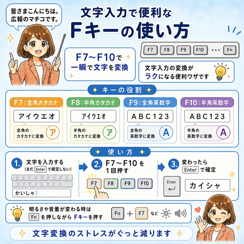 文字入力の時に便利な「Fキー」の使い方