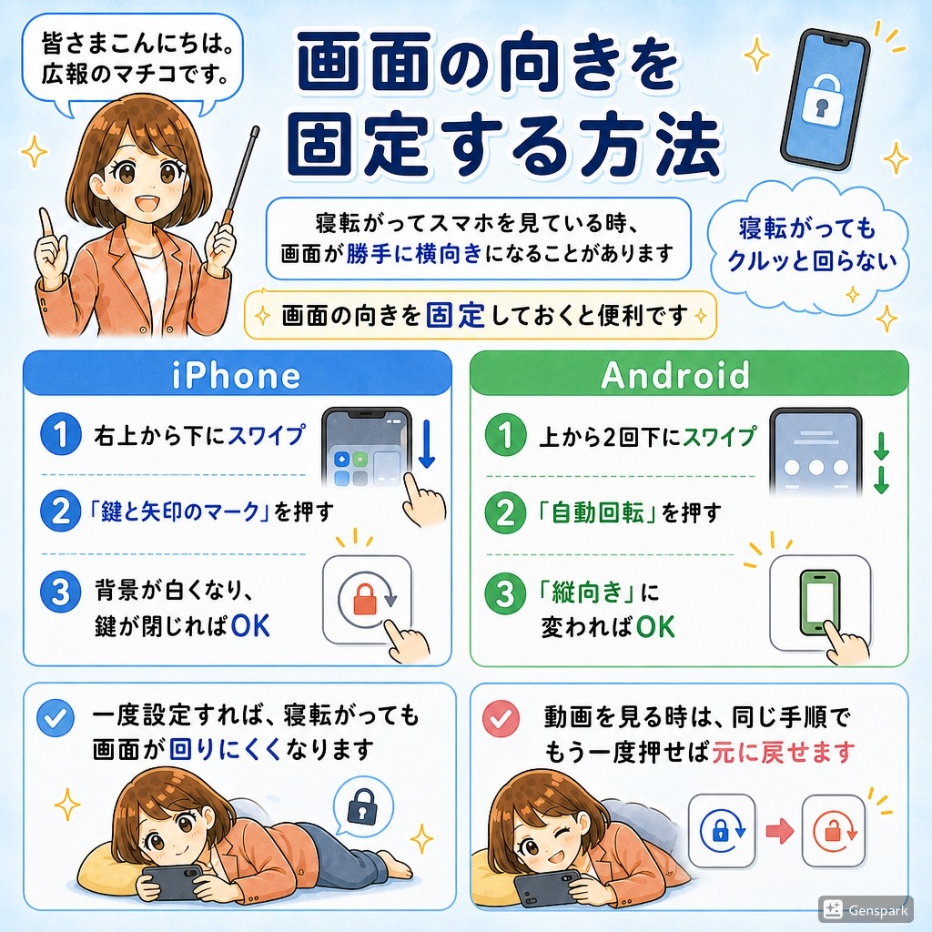 スマホの画面の向きを固定する方法