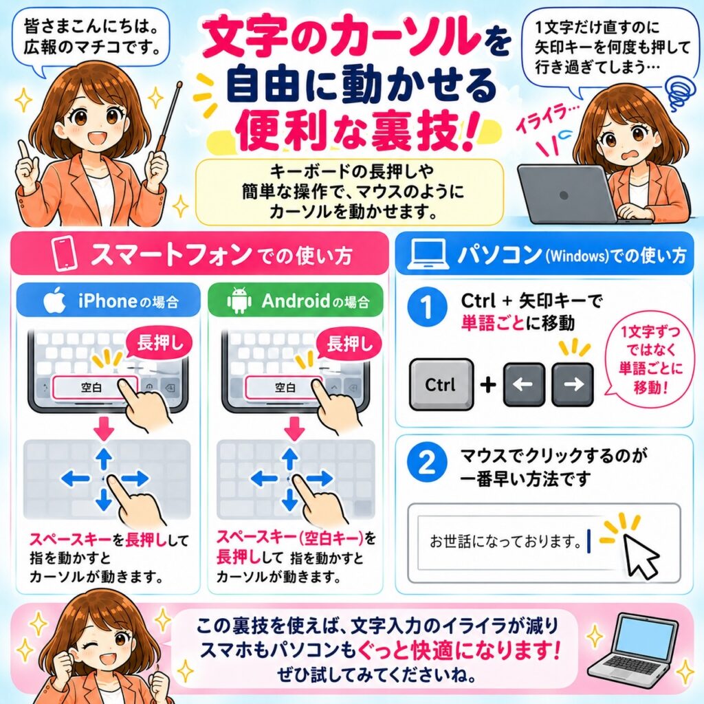 「文字のカーソル」を自由に動かせる便利な裏技